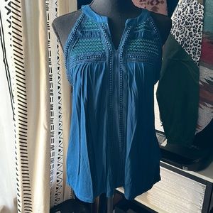 Blue Sleeveless Blouse